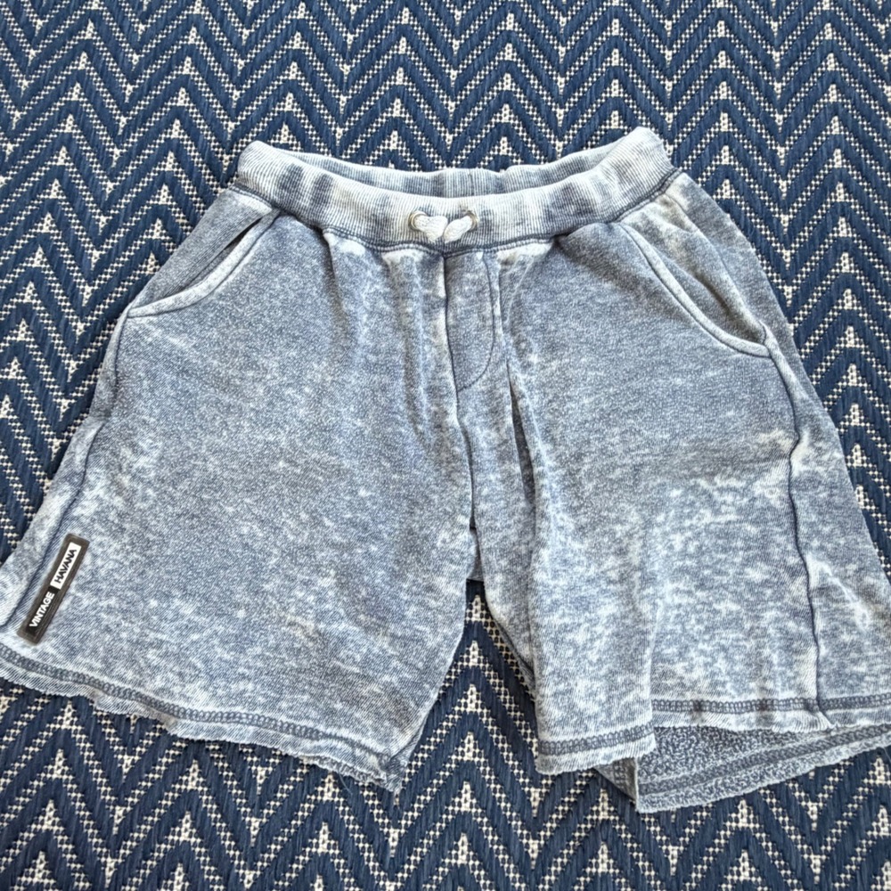 Vintage Havana Acid Wash Sweat Shorts Kids Size Medium Grey B545 Raw Hem Pockets